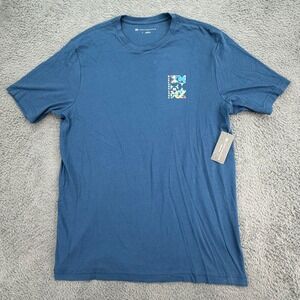 TravisMathew Return Ticket T-Shirt Mens L Blue Graphic Short Sleeve A42234 NEW